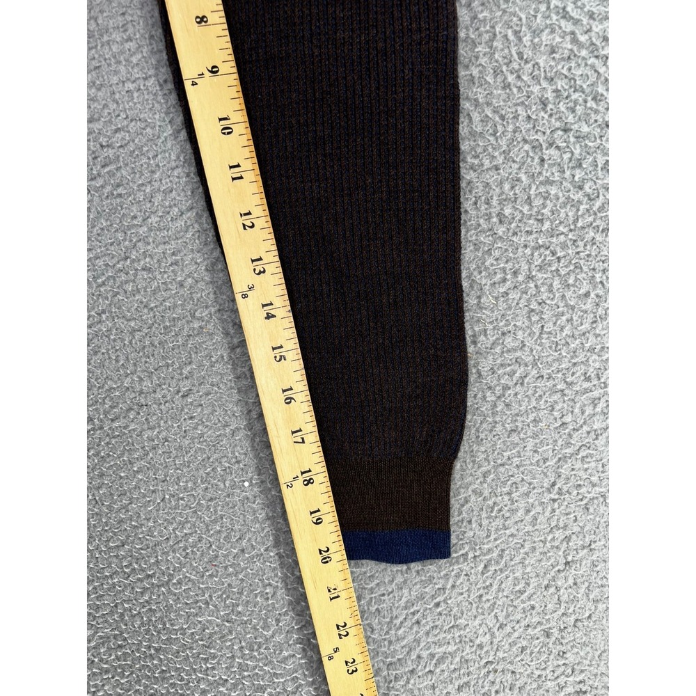 ROBERT GRAHAM Whalen Wool Quarter Zip Sweater Mens Size Large Brown Navy Stretch - Picture 10 of 15